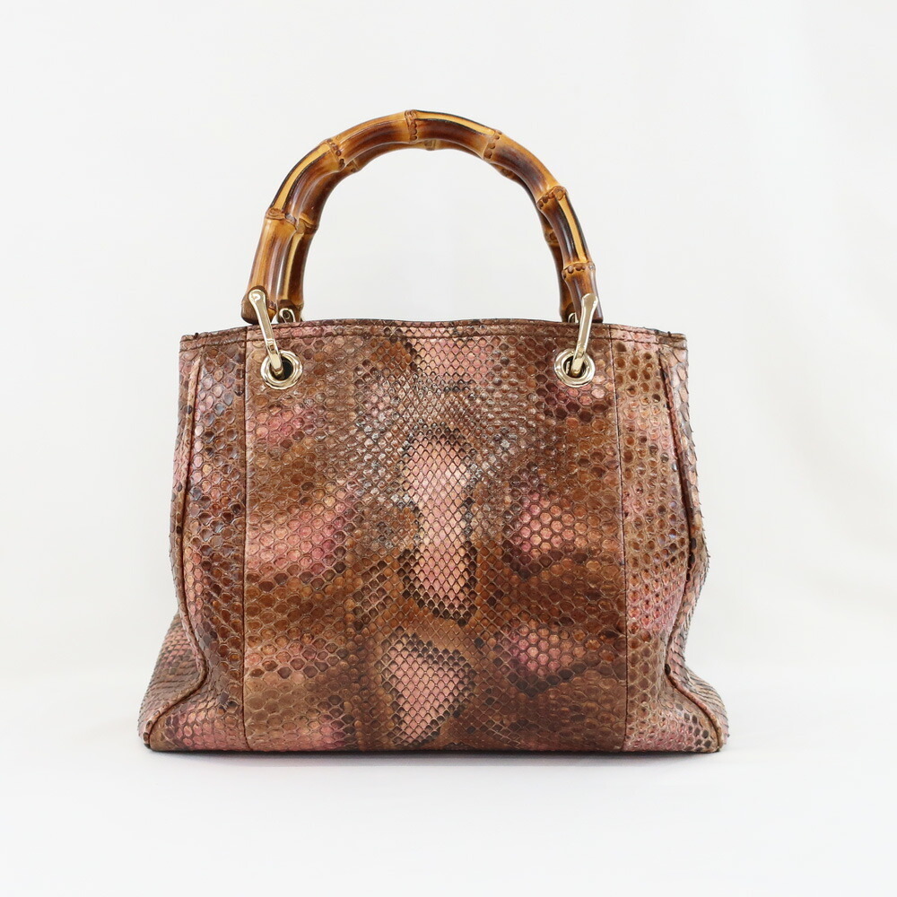 Gucci Bamboo Python Handbag Shoulder Strap Brown … - image 2